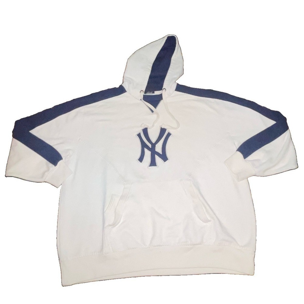Vintage Majestic XL NY Yankees Hoodie Embroidered Navy Blue Sideline MLB